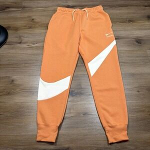 Nike‎ Men's SMALL Sportswear Swoosh Tech Fleece Orange White Jogger DH1023-808